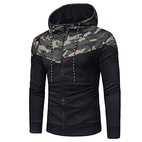 Dressin Pullover Mit Kapuze Kapuzenpullover Kleine Größe Zip Hoodie Herren Sweatjacke Kapuzenjacke Dünn Und Leicht Outdoorjacke Camouflage Hoodie Slim Fit Sweatshirt Langarm Schlanke Herren M-3XL von Dressin