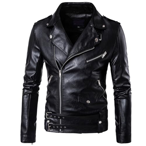 Dressnu PU-Lederjacke für Herren, Motorrad, schmaler Reißverschluss, Schwarz , M Dressnu PU-Lederjacke für Herren, Motorrad, schmaler Reißverschluss, Schwarz , M von Dressnu