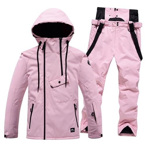 Dressnu Ski anzug anzug männer und frauen modelle einfarbig winddicht wasserdicht warm atmungsaktiv, Pink, Small von Dressnu