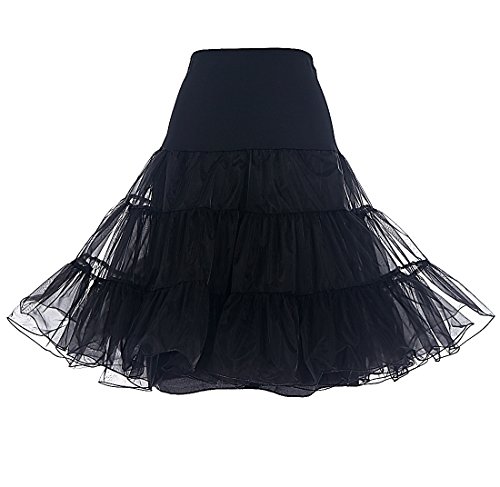 DRESSTELLS 1950 Petticoat Reifrock Unterrock Petticoat Underskirt Crinoline für Rockabilly Kleid Black L von DRESSTELLS