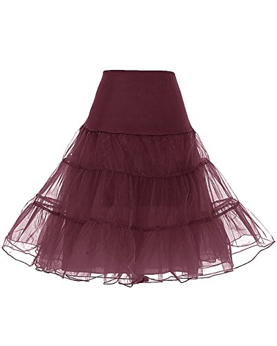 DRESSTELLS Damen Rockabilly Petticoat Unterrock Reifrock Underskirt Crinoline für Rockabilly Kleid Burgundy L von DRESSTELLS