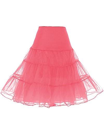 DRESSTELLS 1950 Petticoat Reifrock Unterrock Petticoat Underskirt Crinoline für Rockabilly Kleid Coral L von DRESSTELLS