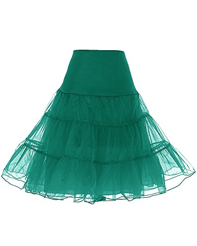 DRESSTELLS Damen Karneval Rock Petticoat Reifrock Unterrock Petticoat Underskirt Crinoline für Rockabilly Kleid Dark Green M von DRESSTELLS