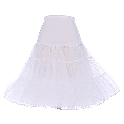 DRESSTELLS Petticoat Unterrock Damen Reifrock Weiß Dirndl Petticoats 1950er Rockabilly Kleider Pettycode Unterrock Kurz Tüllrock Meerjungfrau Kostüm Ivory M von DRESSTELLS