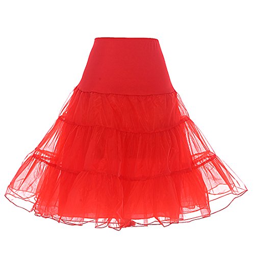 DRESSTELLS Damen 1950er Vintage Rock Rockabilly Petticoat Reifrock Unterrock für Rockabilly Kleid Red S von DRESSTELLS