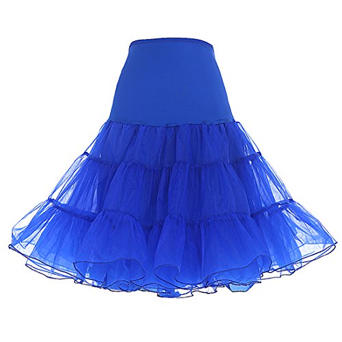 DRESSTELLS 1950 Petticoat Reifrock Unterrock Petticoat Underskirt Crinoline für Rockabilly Kleid Royal Blue L von DRESSTELLS