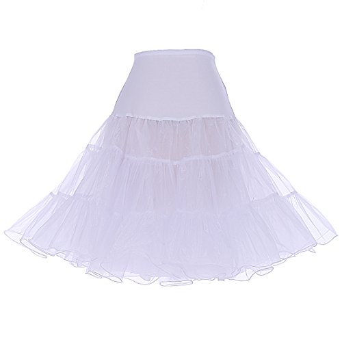 DRESSTELLS 1950 Petticoat Reifrock Unterrock Petticoat Underskirt Crinoline für Rockabilly Kleid White L von DRESSTELLS