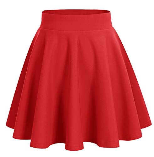 DRESSTELLS Rock Damen Kurz Sommer Minirock High Waist Skater Rock Roter Faltenrock Tennisrock Femboy Skirt Red L von DRESSTELLS