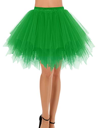 DRESSTELLS Karneval Kostüm Tüllrock Grün Tütü Rock Fasching Cosplay Röcke Kurz 80er Party Unterrock Ballett Tanzkleid Petticoat Green S von DRESSTELLS