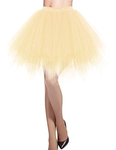 DRESSTELLS Karneval Damen 50er Rockabilly Petticoat Tutu Unterrock Kurz Ballett Tanzkleid Ballkleid Abendkleid Gelegenheit Zubehör Champagne L von DRESSTELLS