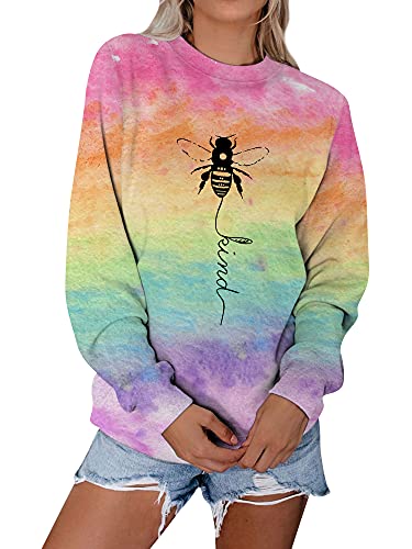 Dresswel Damen Bee Kind Pullover Sweatshirt Rundhals Langarmshirt Biene Bluse Oberteile Tops Dresswel Damen Bee Kind Pullover Sweatshirt Rundhals Langarmshirt Biene Bluse Oberteile Tops von Dresswel