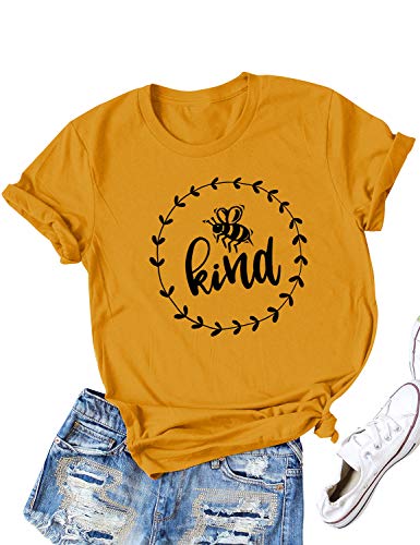 Dresswel Damen Bee Kind T Shirt Biene Grafikdruck Sommer Oberteil Tops Kurzarm Rundhals T-Shirts Hemd von Dresswel