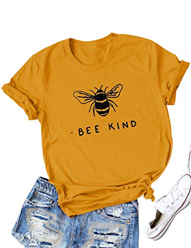 Dresswel Damen Bee Kind T-Shirt Niedliche Biene Grafikdruck Shirt Kurzarm Rundhals Top Sommer Oberteile Hemd Bluse von Dresswel