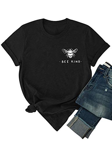 Dresswel Damen Bee Kind T-Shirt Niedliche Biene Grafikdruck Shirt Kurzarm Rundhals Top Sommer Oberteile Hemd Bluse von Dresswel