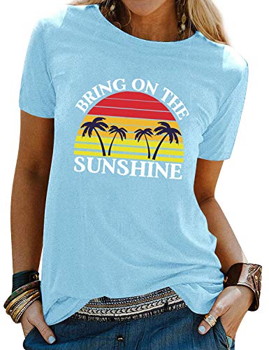 Dresswel Damen Bring On The Sunshine T Shirt Kurzarm Rundhals Regenbogen Top T-Shirt Sommer Oberteile Oben Hemd Dresswel Damen Bring On The Sunshine T Shirt Kurzarm Rundhals Regenbogen Top T-Shirt Sommer Oberteile Oben Hemd von Dresswel