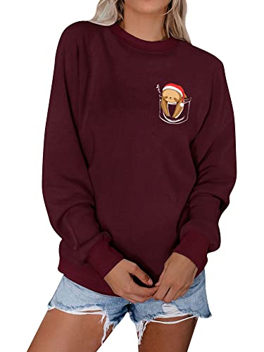 Dresswel Damen Faultier Sweatshirt Lustiger Sloth Pullover Pulli Rundhals Langarmshirt Blue Oberteile Top von Dresswel