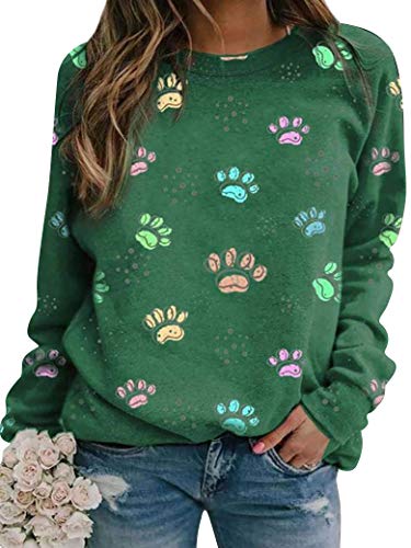 Dresswel Damen Hundepfoten Sweatshirt Niedlich Bunter Drucken Pullover Pulli Rundhals Langarmshirt Oberteil Bluse Top Dresswel Damen Hundepfoten Sweatshirt Niedlich Bunter Drucken Pullover Pulli Rundhals Langarmshirt Oberteil Bluse Top von Dresswel