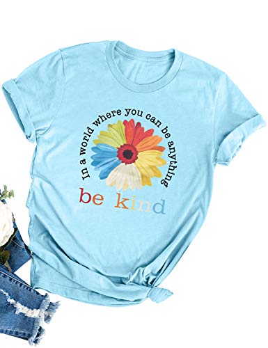 Dresswel Damen In A World Where You Can Be Anything Be Kind T-Shirt Kurzarm Rundhals T Shirt Sommer Oberteile Tops von Dresswel