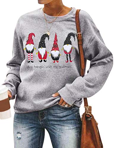 Dresswel Weihnachten Pullover Damen Merry Christmas Lustig Zwerge Weihnachts Sweatshirt Dwarf Gift Xmas Pulli Langarm Oberteile von Dresswel