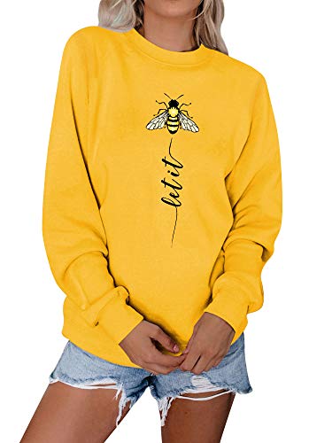 Dresswel Damen Let It Bee Sweatshirt Biene Pullover Rundhals Langarmshirt Bienen Bienenzüchter Oberteile Bluse Top von Dresswel