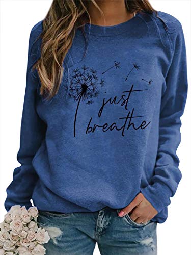 Dresswel Damen Löwenzahn Sweatshirt Langarmshirt Pusteblume Drucken Pullover Herbst Winter Bluse Tops Oberteile(Rosa, XL) von Dresswel
