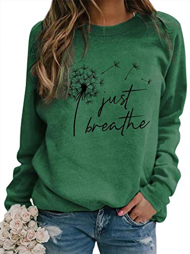 Dresswel Damen Löwenzahn Sweatshirt Langarmshirt Pusteblume Drucken Pullover Herbst Winter Bluse Tops Oberteile(Hellrosa, XL) von Dresswel