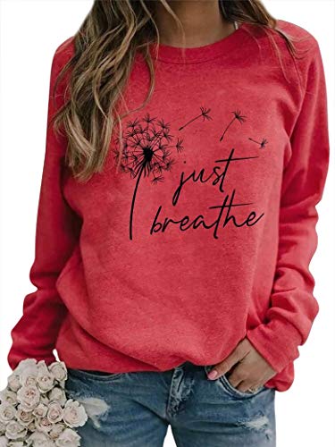 Dresswel Damen Löwenzahn Sweatshirt Langarmshirt Pusteblume Drucken Pullover Herbst Winter Bluse Tops Oberteile von Dresswel