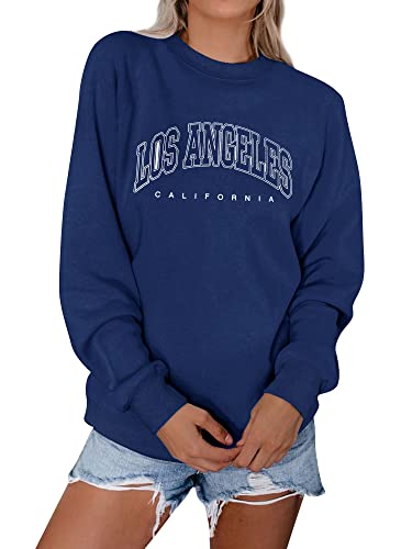 Dresswel Damen Los Angeles Sweatshirt Langarmshirt Rundhals Hip Hop Pullover Vintage Drucken Oberteile Y2k Tops Winter Herbst Pulli Teenager Mädchen von Dresswel