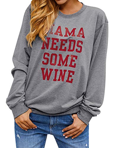 Dresswel Damen Mama Needs Some Wine Sweatshirt Rundhals Langarmshirt Mama Pullover Top Bluse Oberteile Dresswel Damen Mama Needs Some Wine Sweatshirt Rundhals Langarmshirt Mama Pullover Top Bluse Oberteile von Dresswel