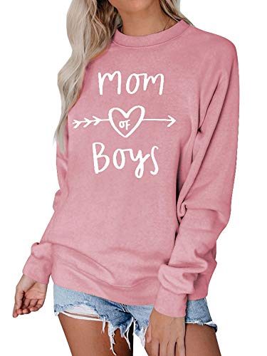 Dresswel Damen Mom of Boys Pullover Mama Sweatshirt mit Rundhalsausschnitt Langarmshirt Pulli Bluse Oberteile Top von Dresswel