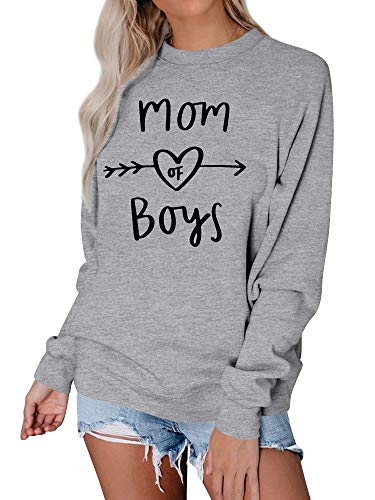 Dresswel Damen Mom of Boys Pullover Mama Sweatshirt mit Rundhalsausschnitt Langarmshirt Pulli Bluse Oberteile Top von Dresswel