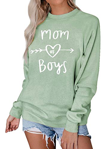 Dresswel Damen Mom of Boys Pullover Mama Sweatshirt mit Rundhalsausschnitt Langarmshirt Pulli Bluse Oberteile Top von Dresswel