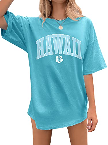 Dresswel Damen Oversize T Shirt Hawaii Brief Druck Sommer Urlaub T-Shirt Kurzarm Rundhals Oversized Tshirts Lose Tops Lang Oberteile Bluse für Frauen Teenager Mädchen Dresswel Damen Oversize T Shirt Hawaii Brief Druck Sommer Urlaub T-Shirt Kurzarm Rundhals Oversized Tshirts Lose Tops Lang Oberteile Bluse für Frauen Teenager Mädchen von Dresswel