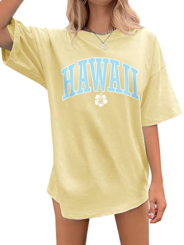 Dresswel Damen Oversize T Shirt Hawaii Brief Druck Sommer Urlaub T-Shirt Kurzarm Rundhals Oversized Tshirts Lose Tops Lang Oberteile Bluse für Frauen Teenager Mädchen Dresswel Damen Oversize T Shirt Hawaii Brief Druck Sommer Urlaub T-Shirt Kurzarm Rundhals Oversized Tshirts Lose Tops Lang Oberteile Bluse für Frauen Teenager Mädchen von Dresswel