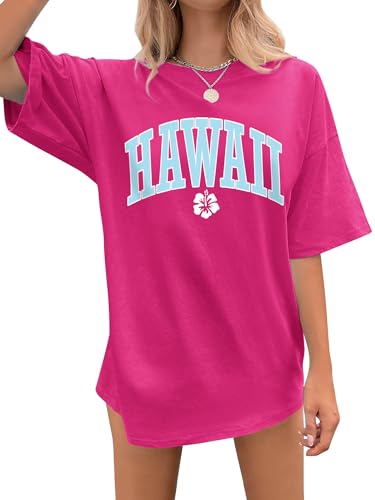 Dresswel Damen Oversize T Shirt Hawaii Brief Druck Sommer Urlaub T-Shirt Kurzarm Rundhals Oversized Tshirts Lose Tops Lang Oberteile Bluse für Frauen Teenager Mädchen Dresswel Damen Oversize T Shirt Hawaii Brief Druck Sommer Urlaub T-Shirt Kurzarm Rundhals Oversized Tshirts Lose Tops Lang Oberteile Bluse für Frauen Teenager Mädchen von Dresswel