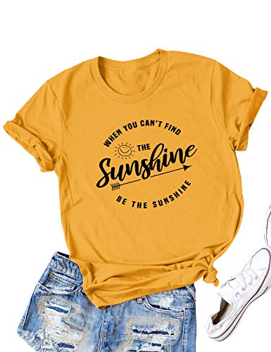 Dresswel Damen When You Can't Find The Sunshine Be The Sunshine T-Shirt Kurzarm Rundhals T Shirts Sommer Oberteile Top von Dresswel