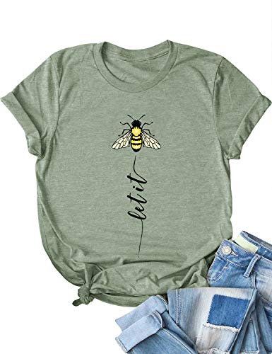 Dresswel Let It Bee T Shirt Damen Biene Grafikdruck Oberteile Sommer Tops Rundhals Kurzarm T-Shirt Bluse Dresswel Let It Bee T Shirt Damen Biene Grafikdruck Oberteile Sommer Tops Rundhals Kurzarm T-Shirt Bluse von Dresswel