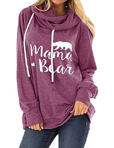 Dresswel Mama Bear Hoodie Damen Kapuzenpullover Rollkragen Pullover Sweatshirt Pulli Langarmshirt Kapuzenpulli von Dresswel