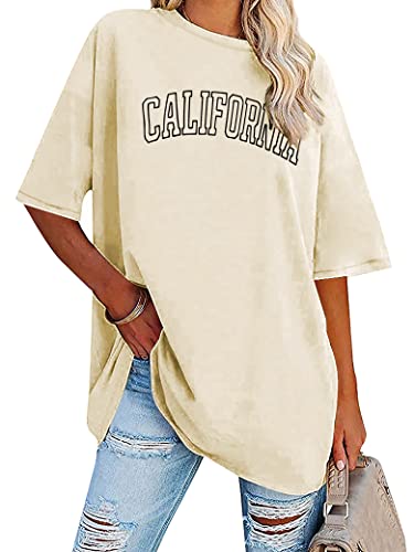Dresswel Oversized T Shirt Damen California Brief drucken Vintage T-Shirt Kurzarm Rundhals Sommer Oberteile Lose Bluse Lang Tunika Top für Teenager Mädchen Dresswel Oversized T Shirt Damen California Brief drucken Vintage T-Shirt Kurzarm Rundhals Sommer Oberteile Lose Bluse Lang Tunika Top für Teenager Mädchen von Dresswel