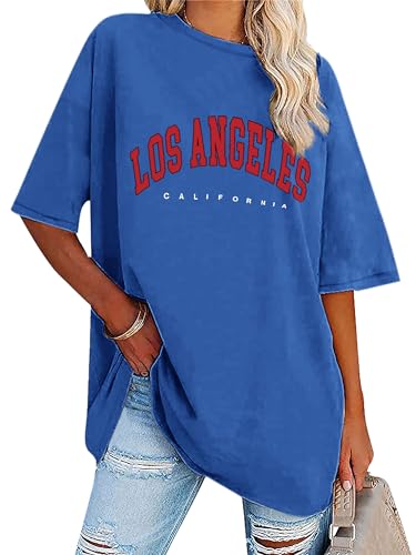 Dresswel Oversized T Shirt Damen Los Angeles California Brief drucken Vintage T-Shirt Kurzarm Rundhals Sommer Oberteile Lose Bluse Lang Tunika Top für Teenager Mädchen Dresswel Oversized T Shirt Damen Los Angeles California Brief drucken Vintage T-Shirt Kurzarm Rundhals Sommer Oberteile Lose Bluse Lang Tunika Top für Teenager Mädchen von Dresswel