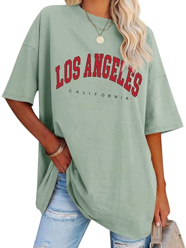 Dresswel Oversized T Shirt Damen Los Angeles California Brief drucken Vintage T-Shirt Kurzarm Rundhals Sommer Oberteile Lose Bluse Lang Tunika Top für Teenager Mädchen Dresswel Oversized T Shirt Damen Los Angeles California Brief drucken Vintage T-Shirt Kurzarm Rundhals Sommer Oberteile Lose Bluse Lang Tunika Top für Teenager Mädchen von Dresswel
