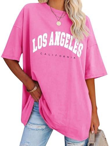 Dresswel Oversized T Shirt Damen Los Angeles California Brief drucken Vintage T-Shirt Kurzarm Rundhals Sommer Oberteile Lose Bluse Lang Tunika Top für Teenager Mädchen Dresswel Oversized T Shirt Damen Los Angeles California Brief drucken Vintage T-Shirt Kurzarm Rundhals Sommer Oberteile Lose Bluse Lang Tunika Top für Teenager Mädchen von Dresswel