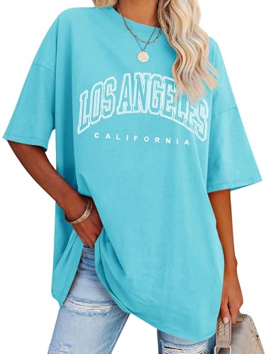 Dresswel Oversized T Shirt Damen Los Angeles California Brief drucken Vintage T-Shirt Kurzarm Rundhals Sommer Oberteile Lose Bluse Lang Tunika Top für Teenager Mädchen Dresswel Oversized T Shirt Damen Los Angeles California Brief drucken Vintage T-Shirt Kurzarm Rundhals Sommer Oberteile Lose Bluse Lang Tunika Top für Teenager Mädchen von Dresswel
