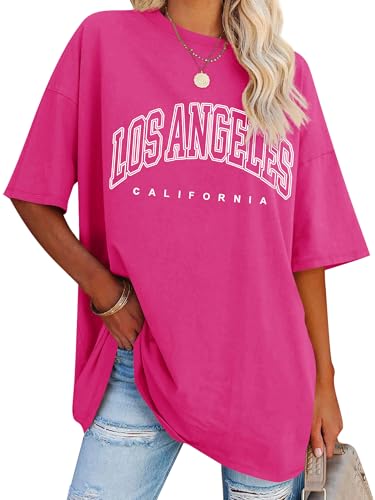 Dresswel Oversized T Shirt Damen Los Angeles California Brief drucken Vintage T-Shirt Kurzarm Rundhals Sommer Oberteile Lose Bluse Lang Tunika Top für Teenager Mädchen Dresswel Oversized T Shirt Damen Los Angeles California Brief drucken Vintage T-Shirt Kurzarm Rundhals Sommer Oberteile Lose Bluse Lang Tunika Top für Teenager Mädchen von Dresswel