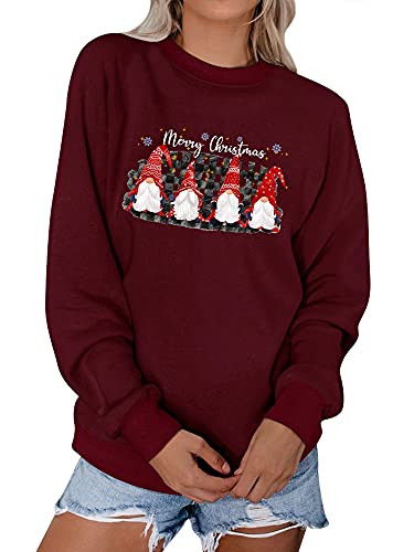 Dresswel Weihnachten Pullover Damen Merry Christmas Lustig Zwerge Weihnachts Sweatshirt Dwarf Gift Xmas Pulli Langarm Oberteile von Dresswel