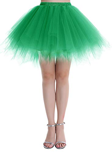 Dressystar LXQC Petticoats Minirock Kurz Unterrock Tutu Unregelmäßig Tüll Damen Mädchen Ballettrock Multi-Schichten Grün L von Dressystar