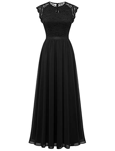 Dressystar Damen Abendkleider Schwarz Schlicht Lang Vintage Partykleid Cocktailkleider Black L von Dressystar