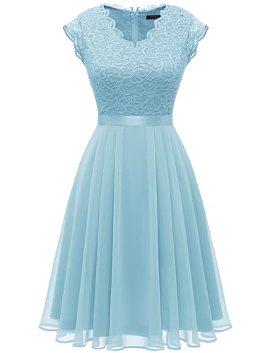 Dressystar Damen Cocktailkleid Elegant für Hochzeit Abendkleider A Linie Konfirmationskleider Kurz Sommerkleid 2050 Blue L von Dressystar