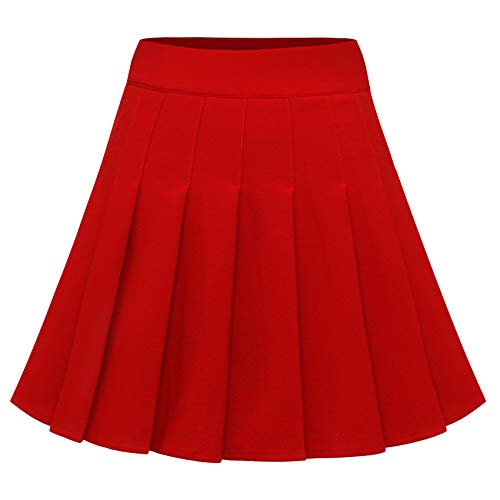 Dressystar Damen Dehnbar Faltenrock Informell Mini Vielseitig Skater Rock Mädchen Tennis Rock Rot 3XL von Dressystar