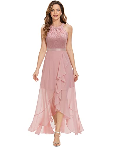 Dressystar Damen Elegant Abendkleider Hochzeit Brautjungfer Vokuhila Kleider Lang Abschlussballkleid Partykleid Blush L von Dressystar